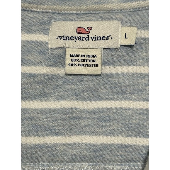 Vineyard Vines Martha's Light Blue Striped Half Zip Pullover Thumbholes Sz L - Picture 4 of 6